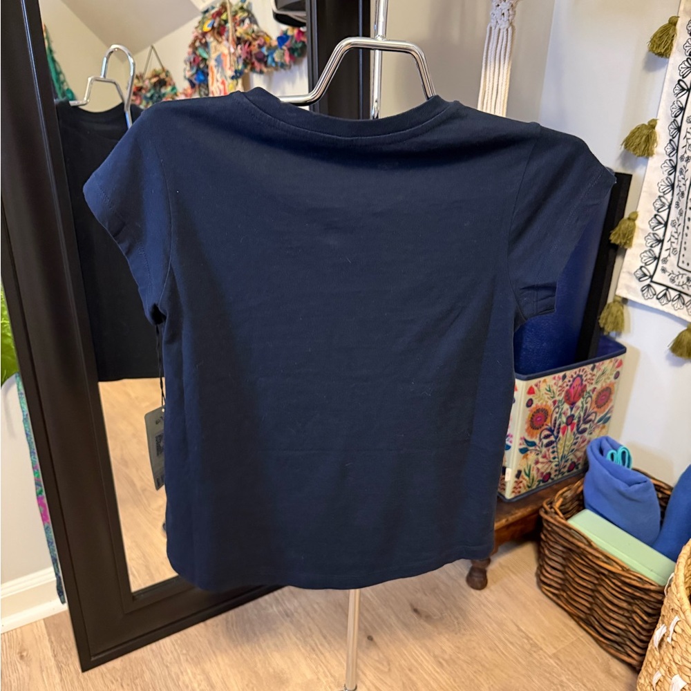 NWT Zadig and Voltaire Navy Blue/Red Embellishments Heart GraphicTop Small - Picture 5 of 6